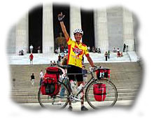 Ted Phelps celebrating on the steps of the Lincoln Memorial in Washington, DC